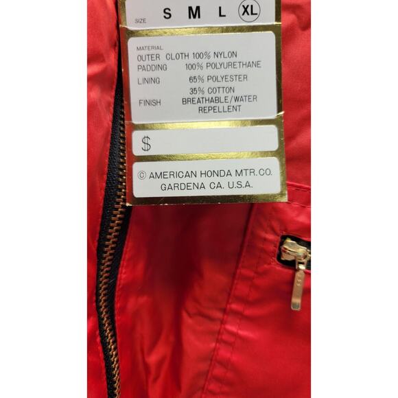 VTG RARE NWT HONDA RACING REVERSIBLE FULL ZIP JACKET SIZE XL - Picture 3 of 16